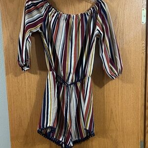 Crystal Doll Kids Striped Romper in Red, Blue, and Yellow